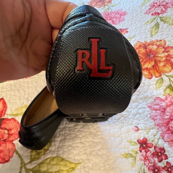 Ralph Lauren Black Pebbled Leather Loafers Shoes - Picture 10 of 12